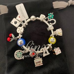 Linx Snake Chain Bracelet with Casino Gambling Themed Charms